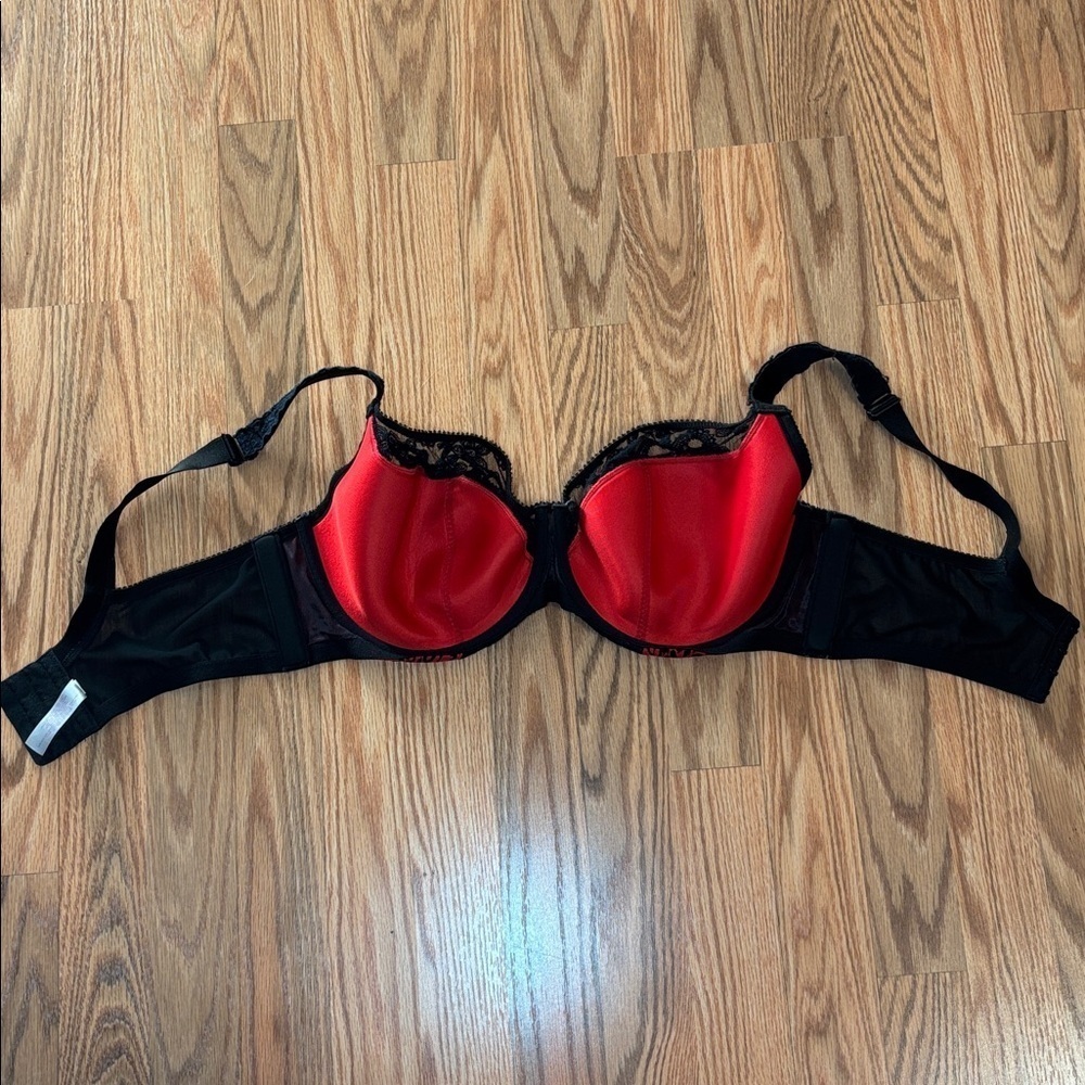 Cacique Red & Black leopard Print, underwire lace Bra, 40F - Picture 6 of 10
